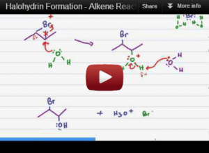 Halohydrin formation alkene reaction mechanism tutorial video
