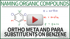 Naming Ortho Meta Para Substituents Benzene Tutorial Video by Leah4sci Orgo