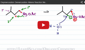 oxymercuration demercuration alkene reaction mechanism tutorial video