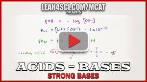 pH and pOH Calculations for Strong Bases in MCAT Chemistry Video 3