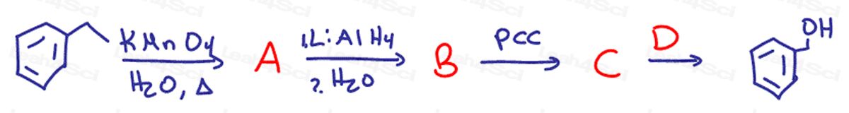 Redox Practice Quiz multi-step synthesis with KMnO4 LiAlH4 and PCC