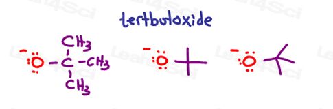 Tert butoxide or tert butyl oxide drawings