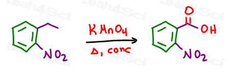 KMnO4 hot concentrated results in benzene side chain oxidation