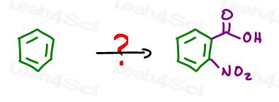 convert benzene to nitrated benzoic acid