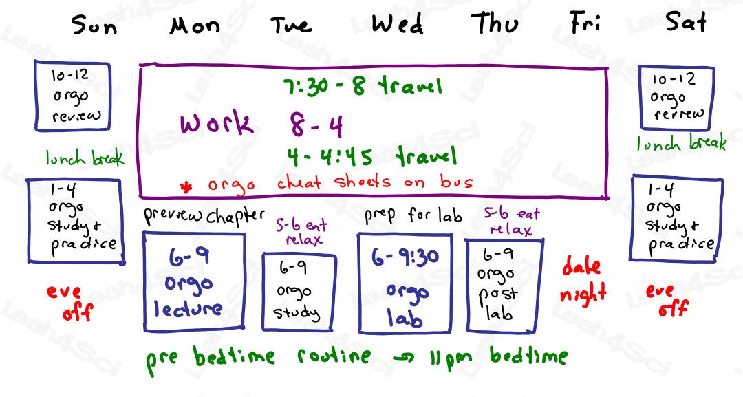 Organic Chemistry Study Schedule while full time job by Leah4sci