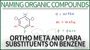 Nomenclature Ortho Meta Para Substituents Benzene Video Leah Fisch Organic Chemistry