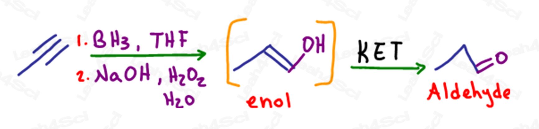 KET in Hydroboration of alkynes with terminal enol intermediate and aldehyde product by Leah4sci