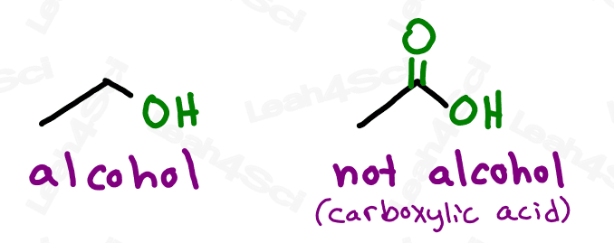 Alcohol versus carboxylic acid OH group