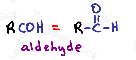 Drawing aldehydes RCOH