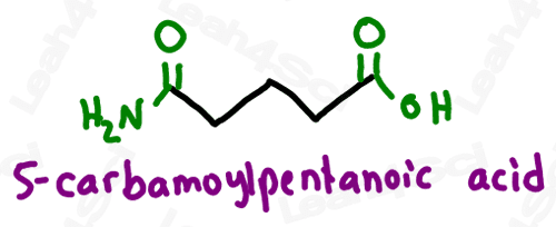 Naming amide substituent 4-carbamoylpentanoic acid