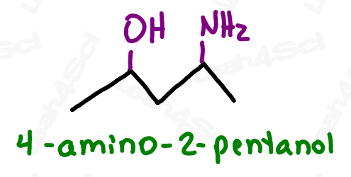 Naming amine substituents 4-amino-2-pentanol