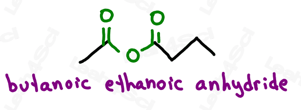 Naming anhydride example butanoic ethanoic anhydride