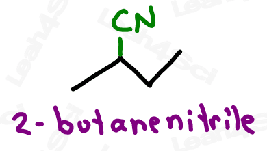 Naming nitriles example 2-butanenitrile