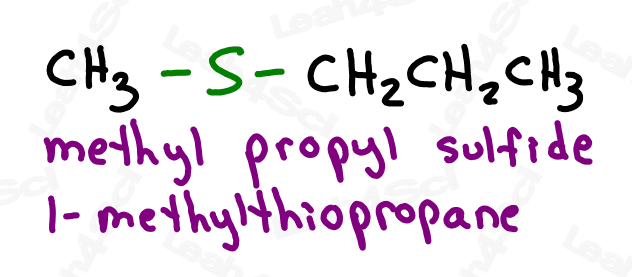 Naming thioethers methyl propyl sulfide 1-methylthiopropane
