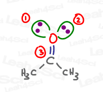 double bound oxygen is sp2 hybridized with lone pairs