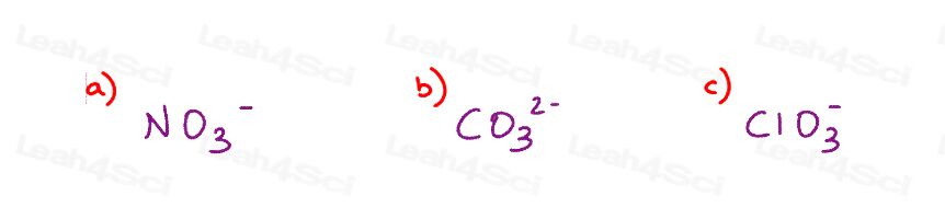 Resonance Quiz nitrate carbonate chlorate