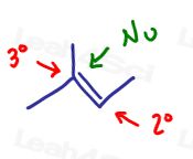 Markovnikov's rule nucleophile adds to more substituted carbon