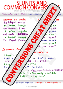 SI units and conversion factors mcat cheat sheet leah4sci