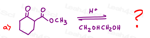 Ketone and ester reacting with ethylene glycol in Acetal Quiz by Leah4sci