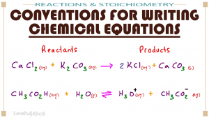 Conventions for Writing Chemical Equations MCAT General Chemistry by Leah4sci