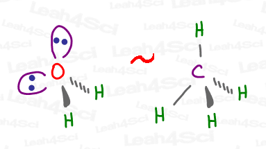 3d drawing of water and methane showing tetrahedron 109.5