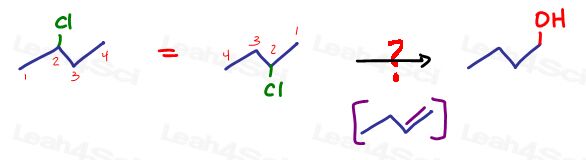 Converting halogen to a pirmary alcohol with non zaitsev pi bond intermediate