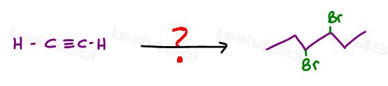 Ethyne to 3,4-dibromohexane